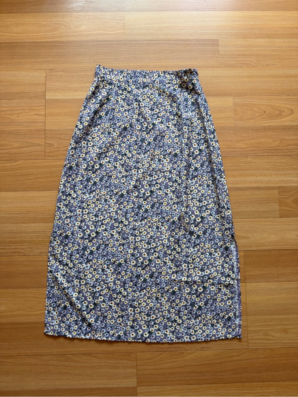Side Split High Waist Zipper Floral Midi Skirt